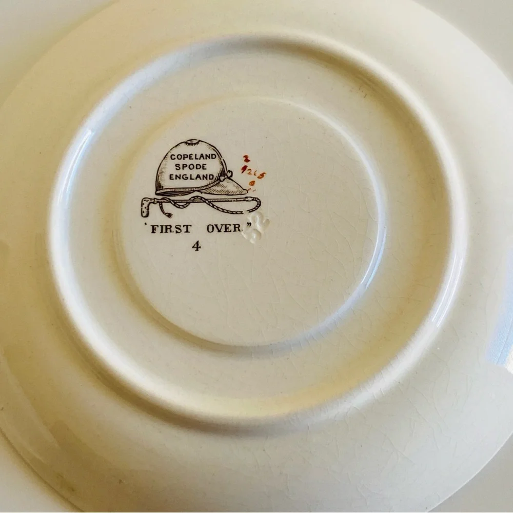 Vintage Copeland Spode Porcelain Hunting Equestrian Themed Saucer Plates Three